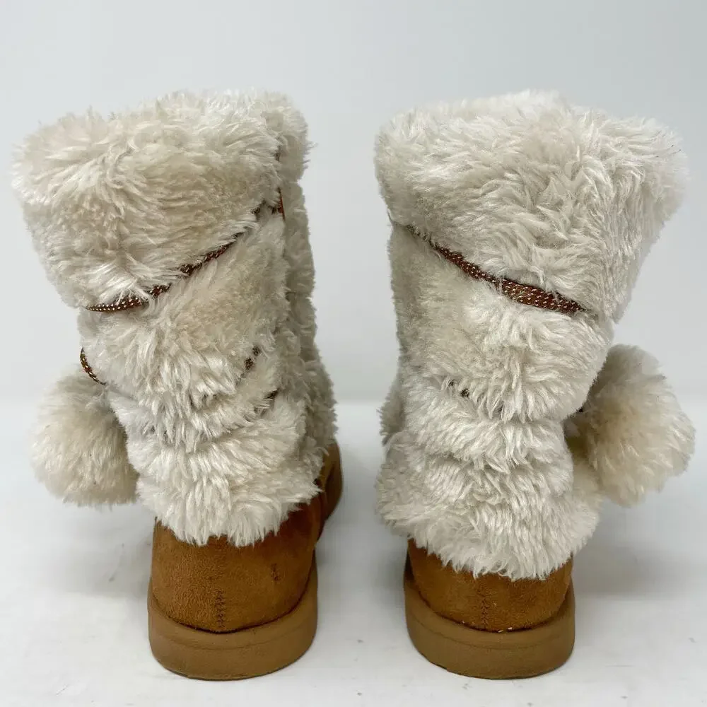 Arizona Faux Suede Kosey Zip Booties Youth 2 Tan Faux Fleece